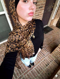 Luxury Leopard Print Chiffon Hijab Scarf – Brown & Black