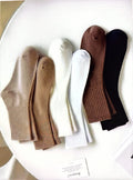 🧦 6-Pair Ribbed Crew Socks Set – Neutral Colors