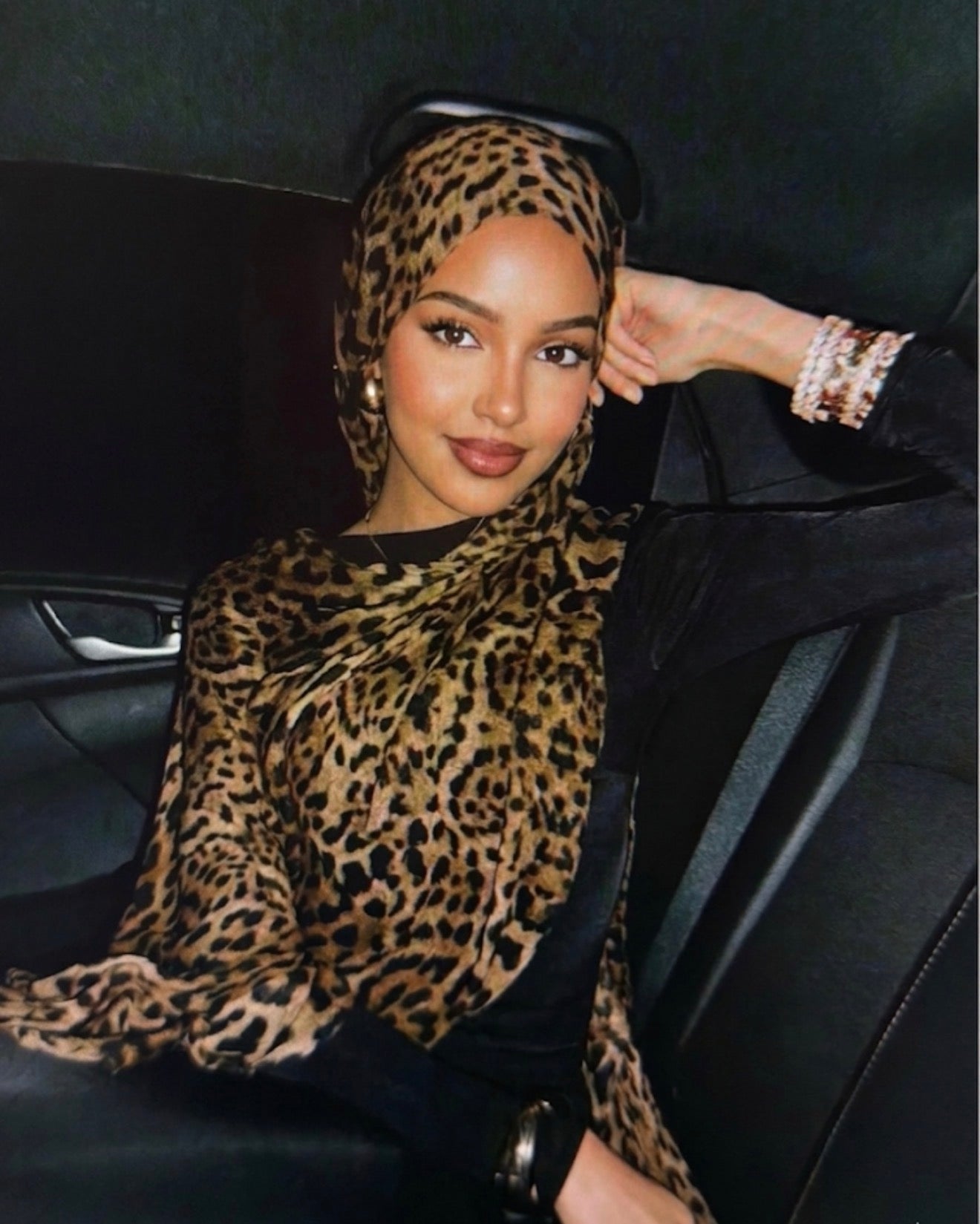 Luxury Leopard Print Chiffon Hijab Scarf – Brown & Black