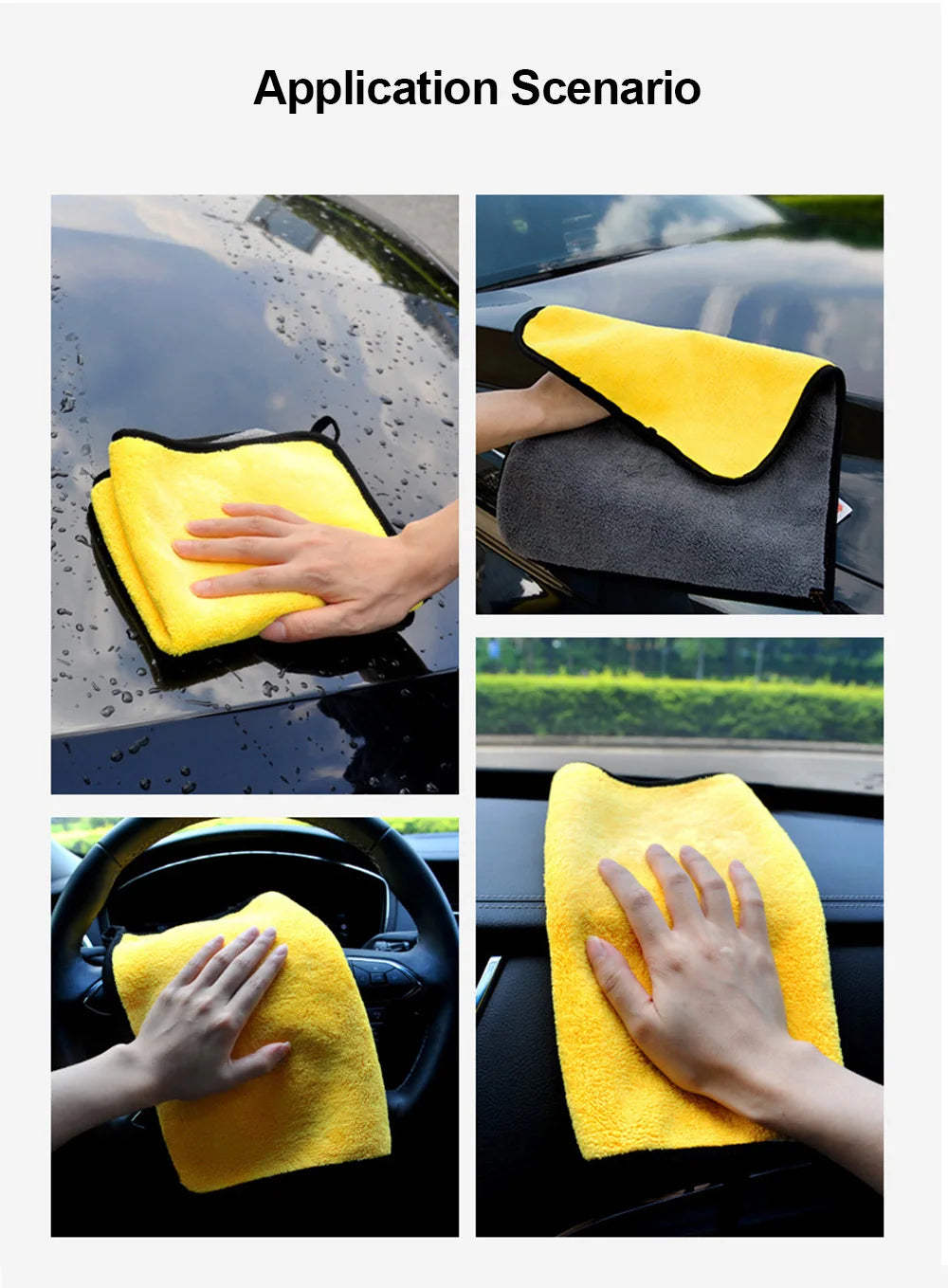 SEAMETAL 3/5/10Pcs Car Wash Microfiber Towel 30x30/60CM Car Cleaning Drying Cloth Hemming Car Care Cloth Car Wash Accessories