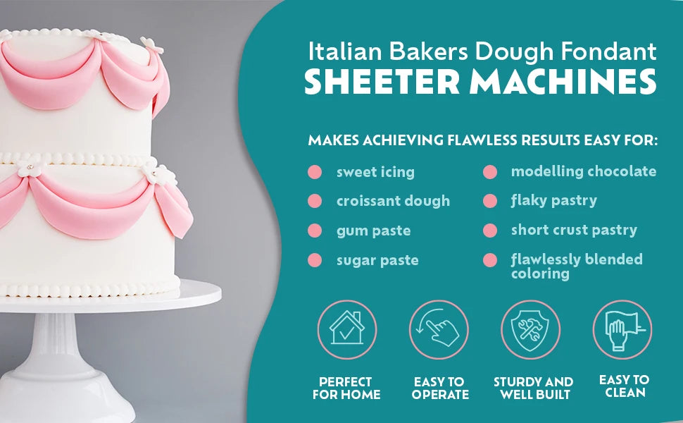 Made in Italy Electric Dough Sheeter Pastaline Maxy Sfogly Roller Machine for Icing, Marzipan and Puff Pastry