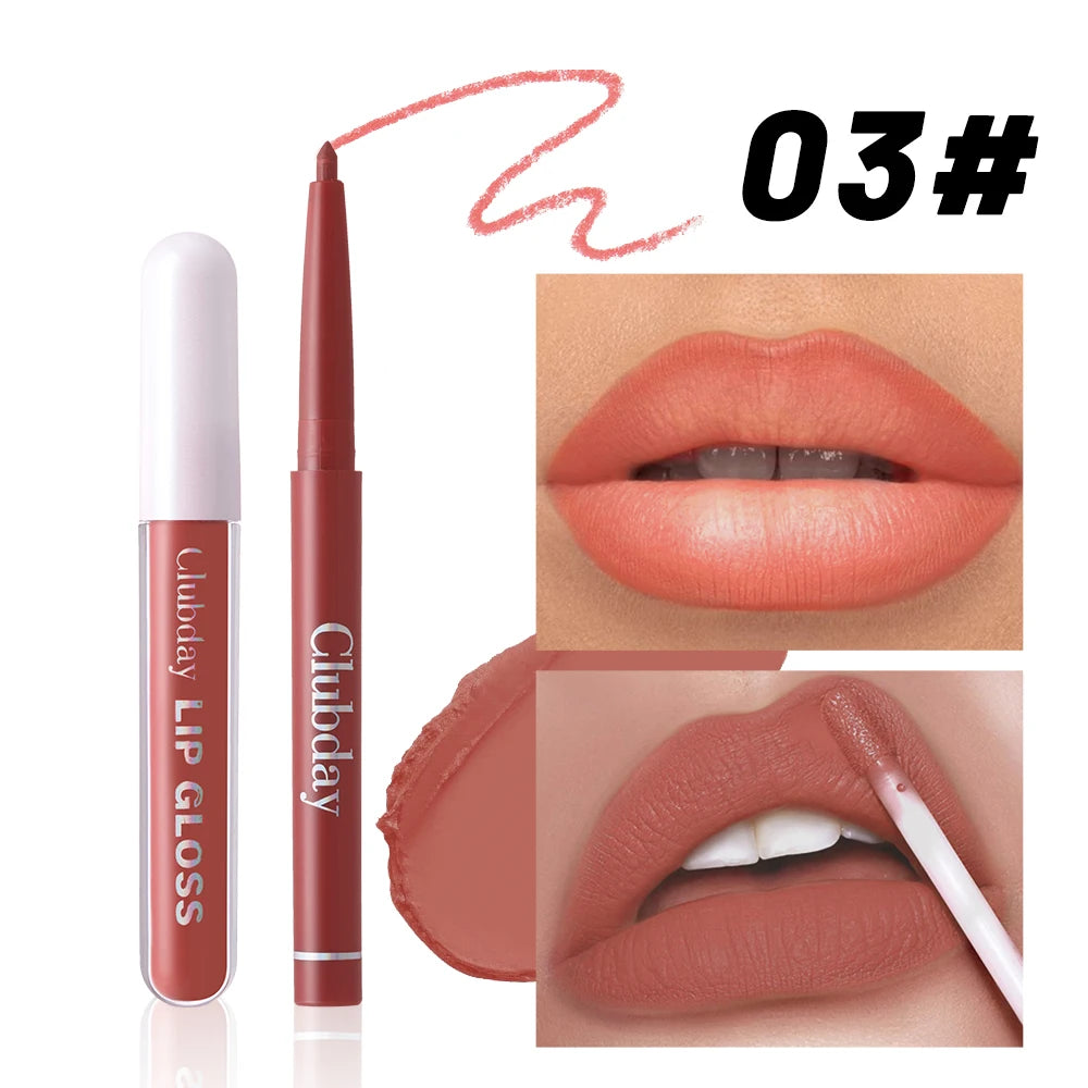 Lipstick Lipliner Lipstick Matte Lip Glaze Sexy Red Lip 6+6 Moisturizing Long Lasting Waterproof Lip Cosmetics for Women