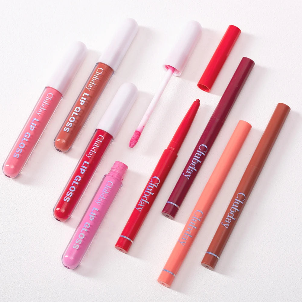 Lipstick Lipliner Lipstick Matte Lip Glaze Sexy Red Lip 6+6 Moisturizing Long Lasting Waterproof Lip Cosmetics for Women