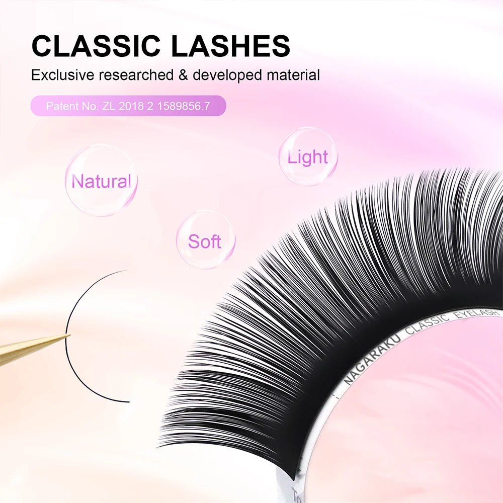 NAGARAKU Classic 16rows/case 7~25mm Mix Premium Natural Synthetic Mink Individual Eyelash Extension Supplies Makeup Cilios