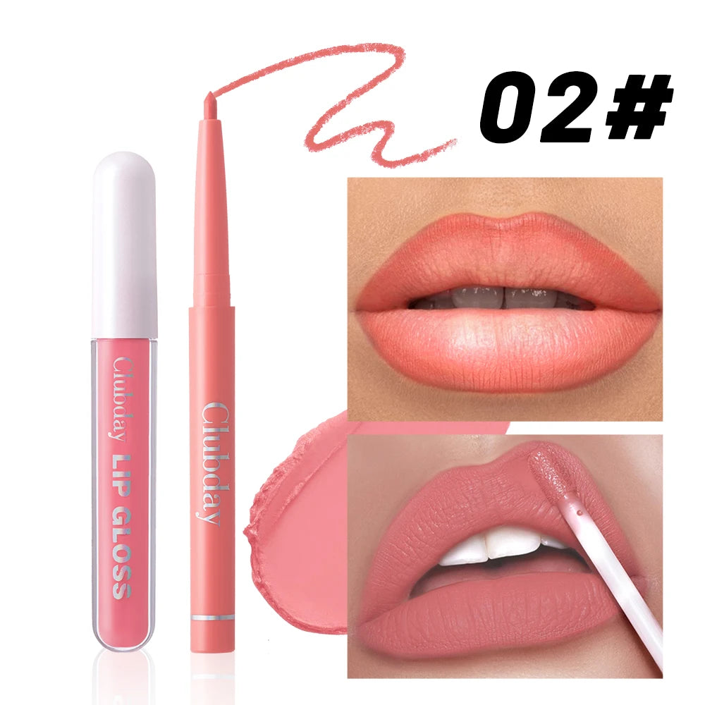 Lipstick Lipliner Lipstick Matte Lip Glaze Sexy Red Lip 6+6 Moisturizing Long Lasting Waterproof Lip Cosmetics for Women