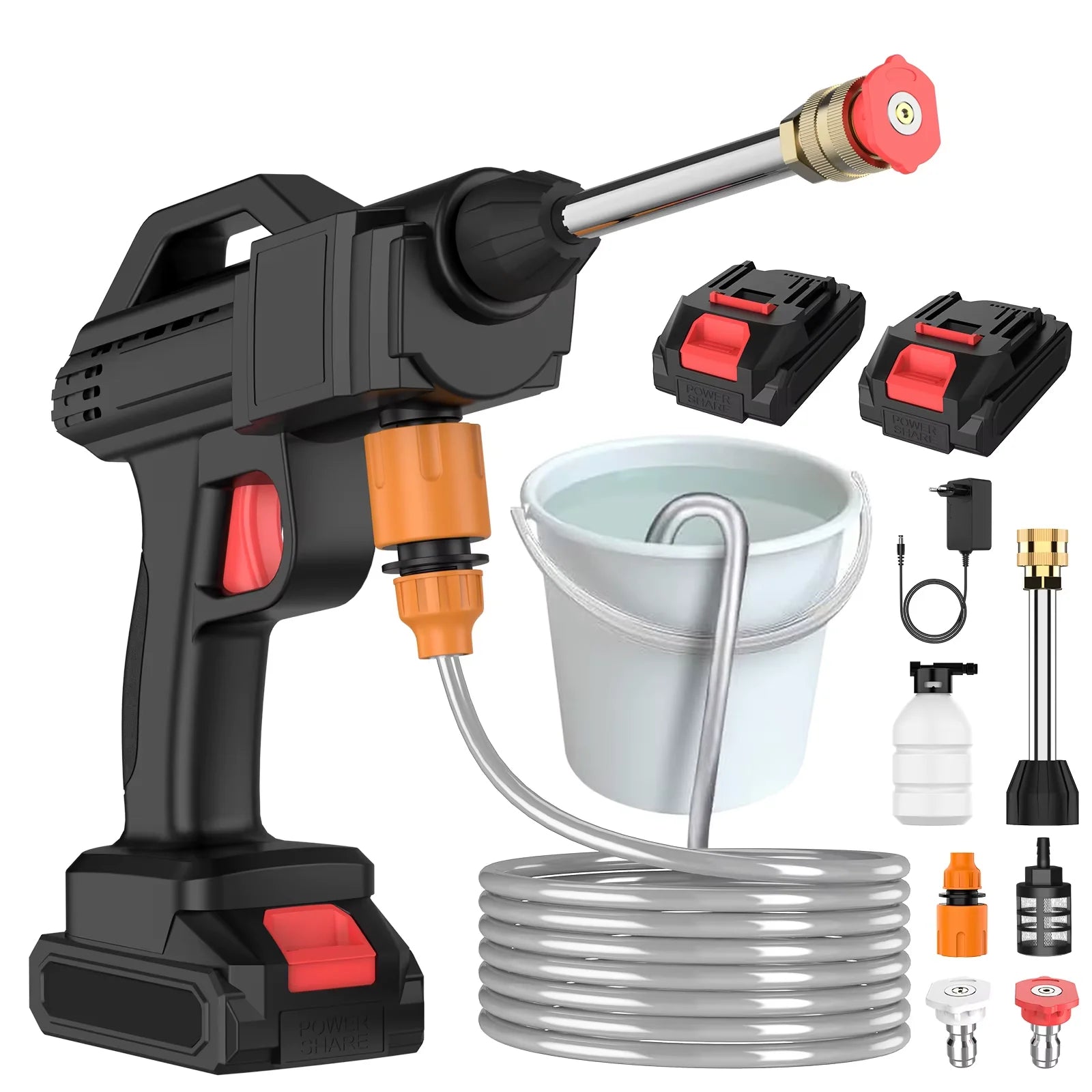 Portable Cordless High Pressure Water Gun for washing Car Wash Machine Garden Swimming Sprinkler Foam Water Gun with 2 Battery