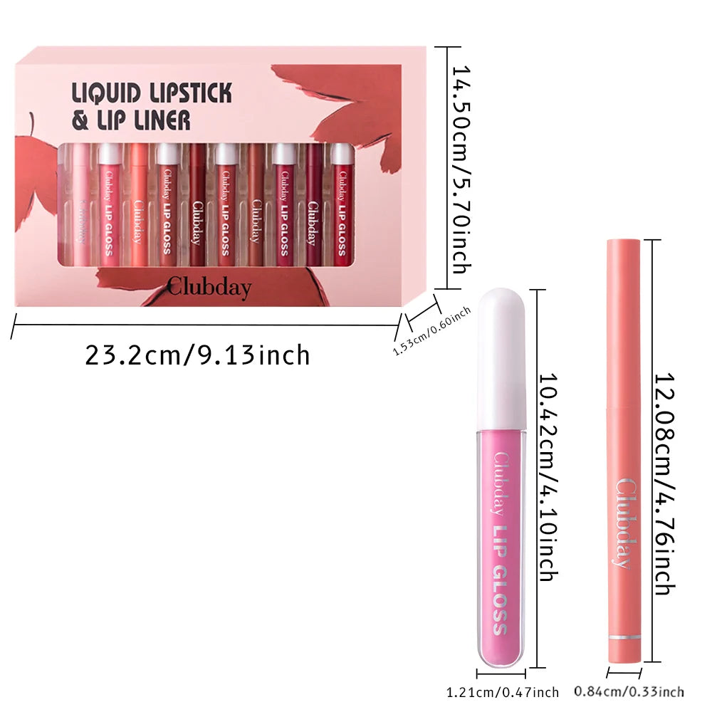 Lipstick Lipliner Lipstick Matte Lip Glaze Sexy Red Lip 6+6 Moisturizing Long Lasting Waterproof Lip Cosmetics for Women