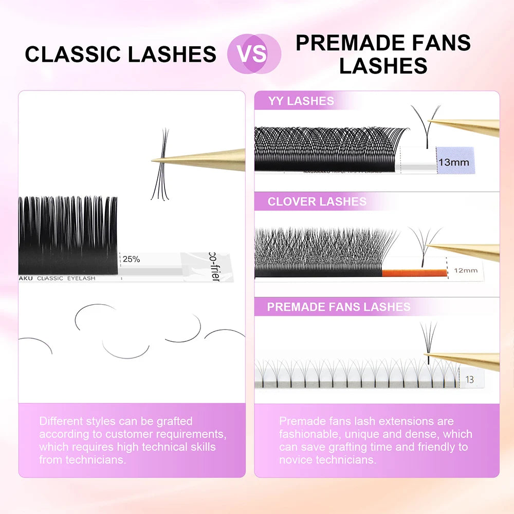 NAGARAKU Classic 16rows/case 7~25mm Mix Premium Natural Synthetic Mink Individual Eyelash Extension Supplies Makeup Cilios