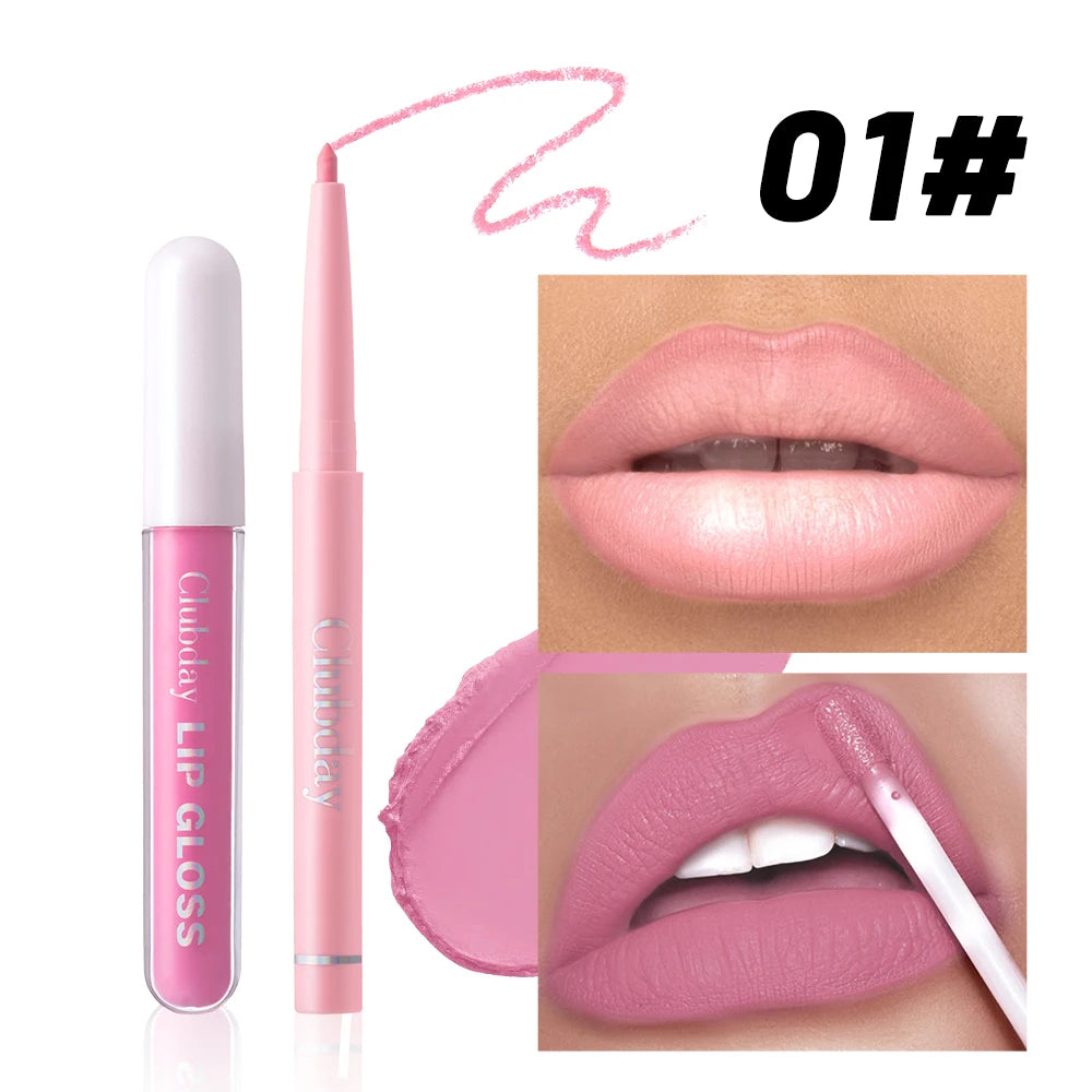 Lipstick Lipliner Lipstick Matte Lip Glaze Sexy Red Lip 6+6 Moisturizing Long Lasting Waterproof Lip Cosmetics for Women