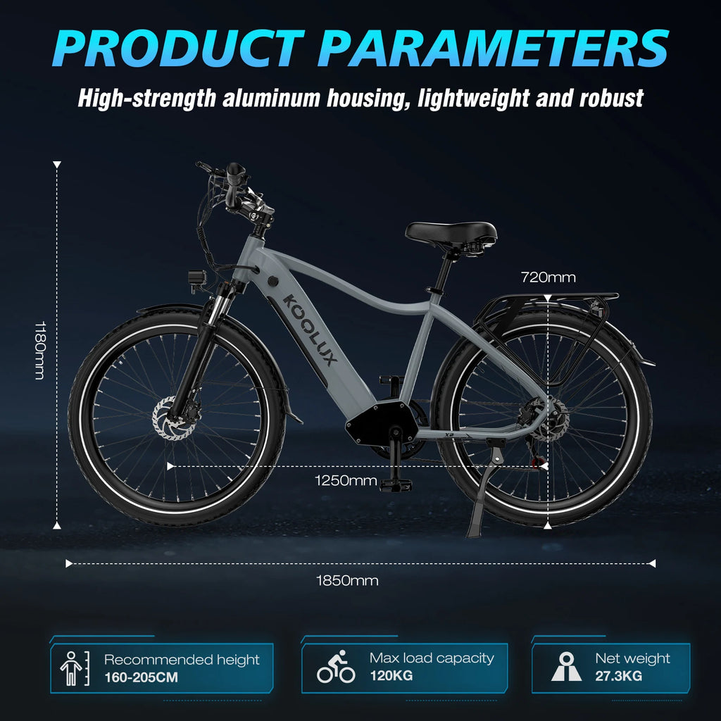 KOOLUX X3 250W for EU 500W Electric City Bike for Adults 48V/15Ah Removable Battery Aluminum Frame Electric City Bike for Urban