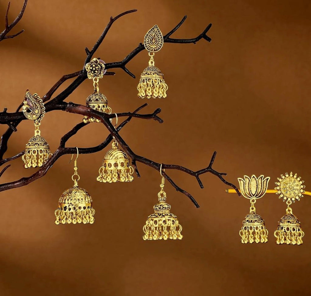 8 Pairs Jhumka Metal Bohemian Chandelier Dangle Earring for Women