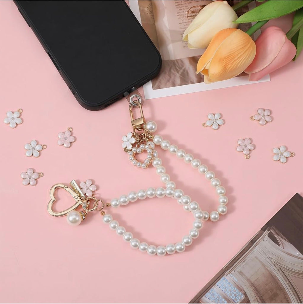 40 Pcs Gold Plated Enamel Cherry Blossoms Decor Small Flower Enamel Charms Cute Alloy Flower Pendants for DIY Crafts Bracelet Necklace Earrings Jewelry Making Findings Purse Keychains Handmade
