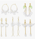 KISS WIFE Floral Earrings Set for Women 5 Pairs Dangle Drop Statement Earrings