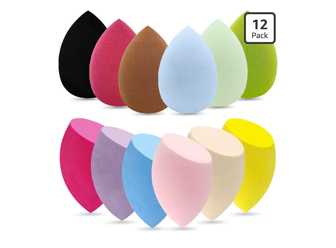 12 Pieces Professional Makeup Sponge Set,Latex Free Flawless Soft Setting Face Puffs,Multicolor Beauty Sponge Blender Cosmetic Applicator for Powder,Liquid,Facial Makeup Tools