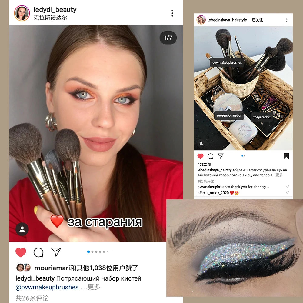 OVW Cosmetic 2/6 pcs Makeup Eye Shadow Brush Set Goat Hair Tool Ultra Soft Make Up Tapered Blender Diffuse Kit Cut Crease Brush
