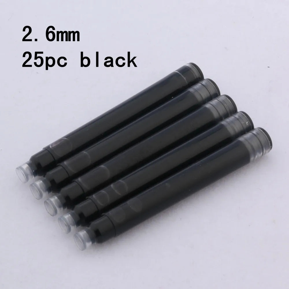 25pcs Universal Fountain Pen Ink Cartridges Pen ink Refill Color 2.6mm 3.4mm  Stationery Office School Supplies