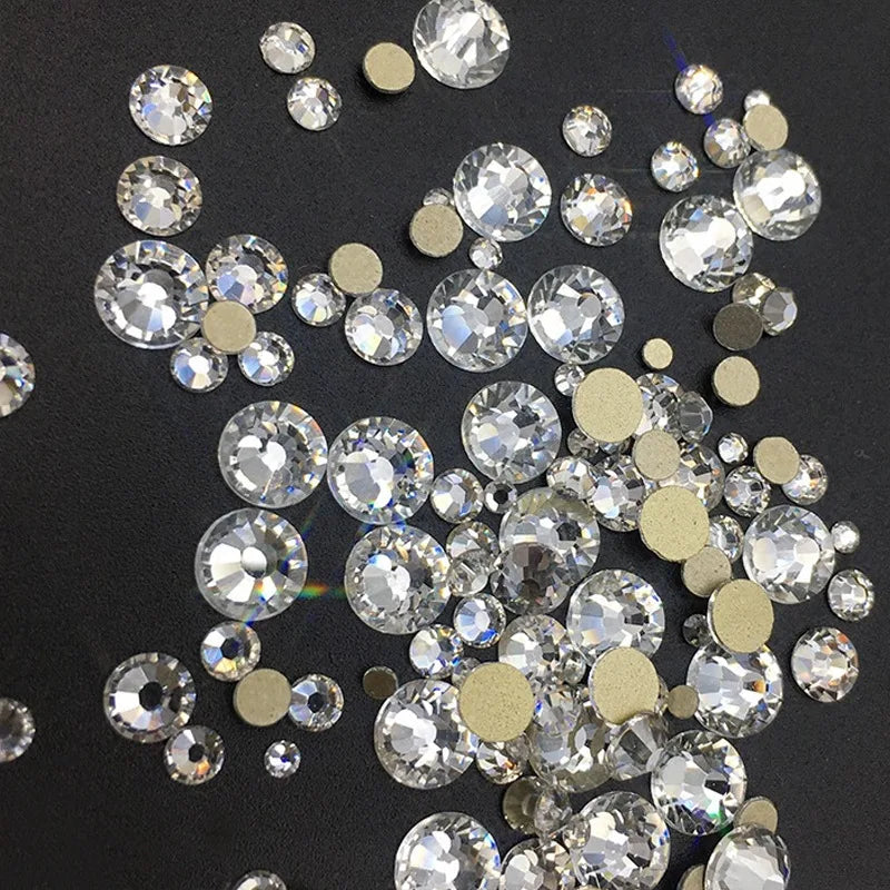 1440Pcs/Pack Flatback 3D Glass Swarovsky DIY Nails Rhinestones Art Decoration Shiny Crystal Stones Gems Manicure