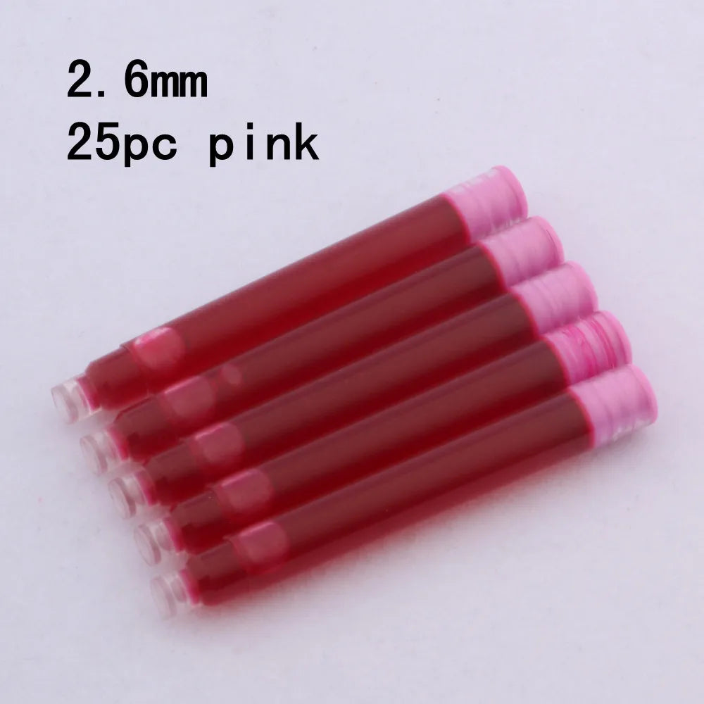 25pcs Universal Fountain Pen Ink Cartridges Pen ink Refill Color 2.6mm 3.4mm  Stationery Office School Supplies