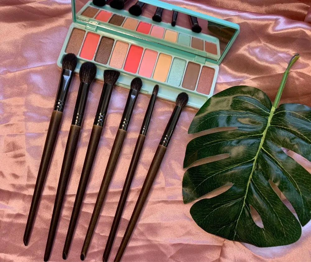 OVW Cosmetic 2/6 pcs Makeup Eye Shadow Brush Set Goat Hair Tool Ultra Soft Make Up Tapered Blender Diffuse Kit Cut Crease Brush