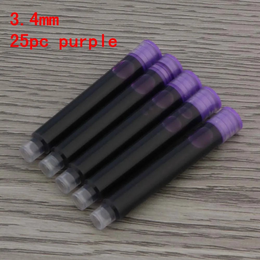 25pcs Universal Fountain Pen Ink Cartridges Pen ink Refill Color 2.6mm 3.4mm  Stationery Office School Supplies