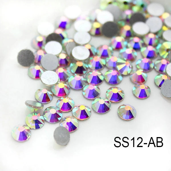 1440Pcs/Pack Flatback 3D Glass Swarovsky DIY Nails Rhinestones Art Decoration Shiny Crystal Stones Gems Manicure