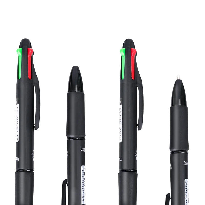 DELI 4 In 1 Ballpoint Pen 0.7 mm Color Ball Pens Blue Black Red Green Writing Pen School Office Stationery