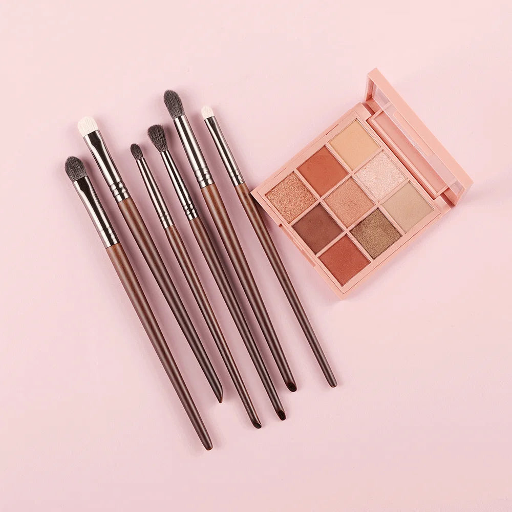 OVW Cosmetic 2/6 pcs Makeup Eye Shadow Brush Set Goat Hair Tool Ultra Soft Make Up Tapered Blender Diffuse Kit Cut Crease Brush