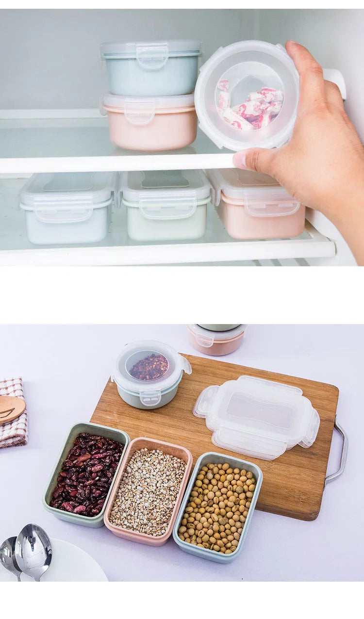 Plastic Lunch Box Bento Box Vegetables Fruit Salad Fresh-Keeping Bowl with Lid Seal Leak Proof Camping Picnic Food Storage Box