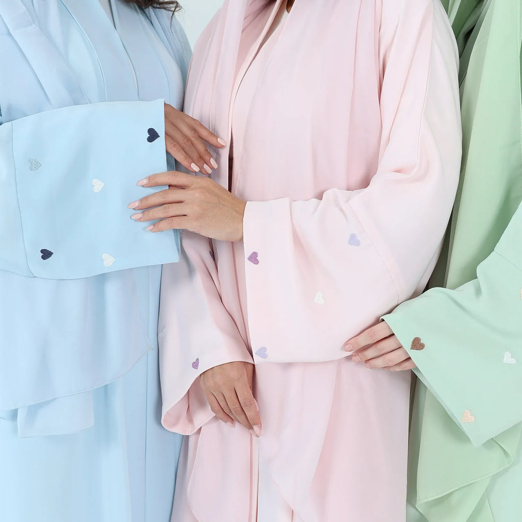 Elegant Modest Soft Color Abaya with Matching Hijab for Women Lightweight Flowing Muslim Maxi Dress