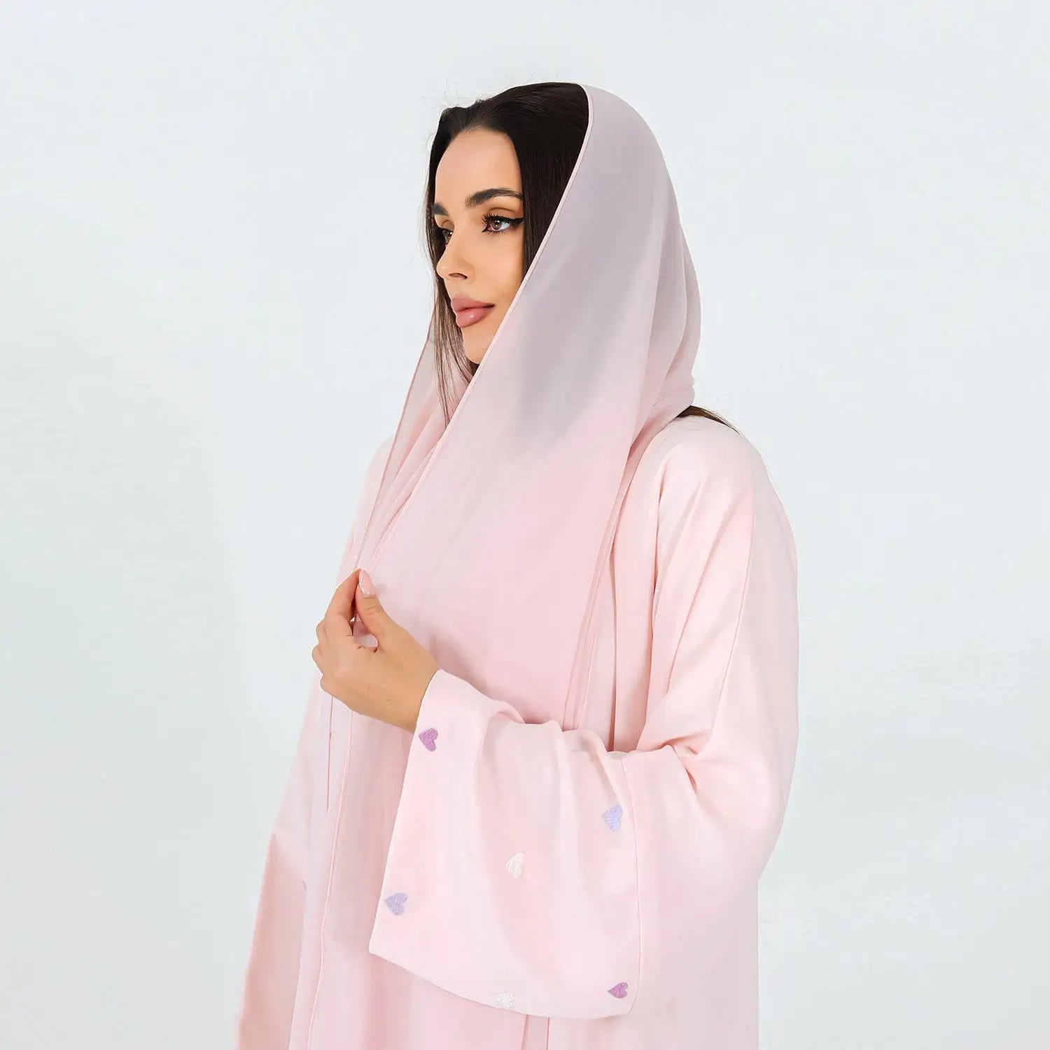 Elegant Modest Soft Color Abaya with Matching Hijab for Women Lightweight Flowing Muslim Maxi Dress