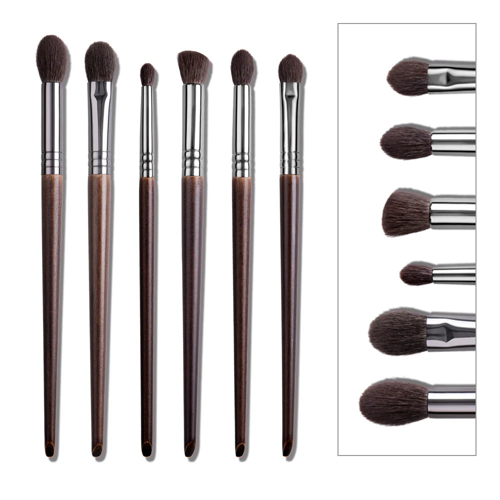 OVW Cosmetic 2/6 pcs Makeup Eye Shadow Brush Set Goat Hair Tool Ultra Soft Make Up Tapered Blender Diffuse Kit Cut Crease Brush