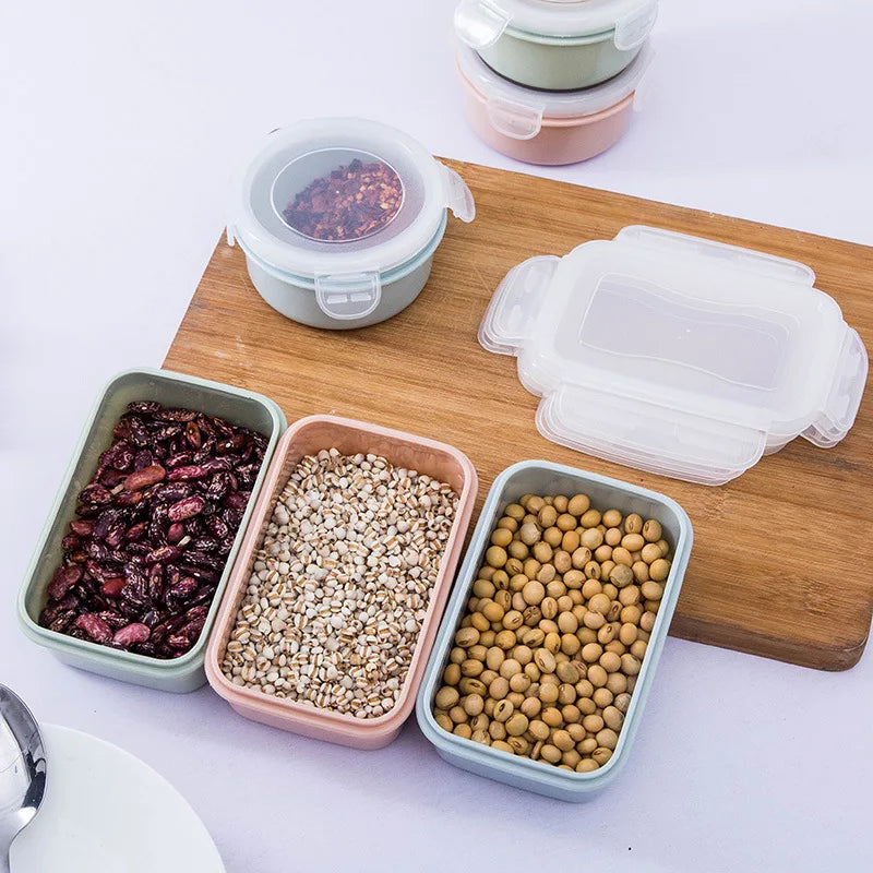 Plastic Lunch Box Bento Box Vegetables Fruit Salad Fresh-Keeping Bowl with Lid Seal Leak Proof Camping Picnic Food Storage Box