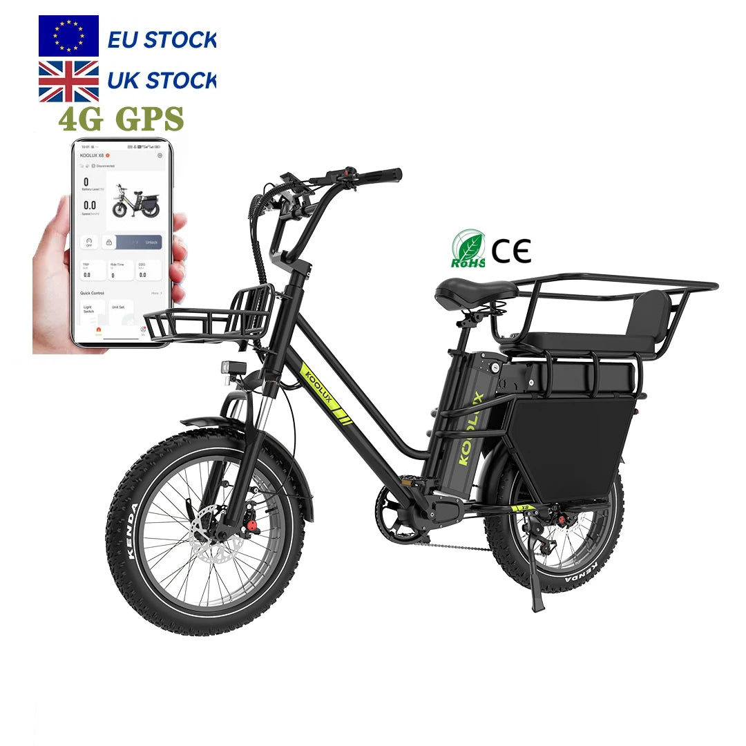 EU Warehouse KOOLUX X8 High-Performance Aluminum Alloy 7-Speed Fat Tire Cargo Bike Frame Lithium Battery 48V 65AH Long Range