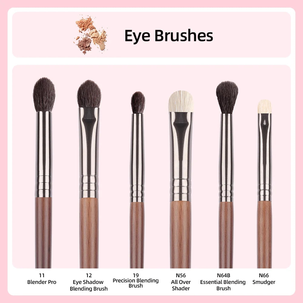 OVW Cosmetic 2/6 pcs Makeup Eye Shadow Brush Set Goat Hair Tool Ultra Soft Make Up Tapered Blender Diffuse Kit Cut Crease Brush