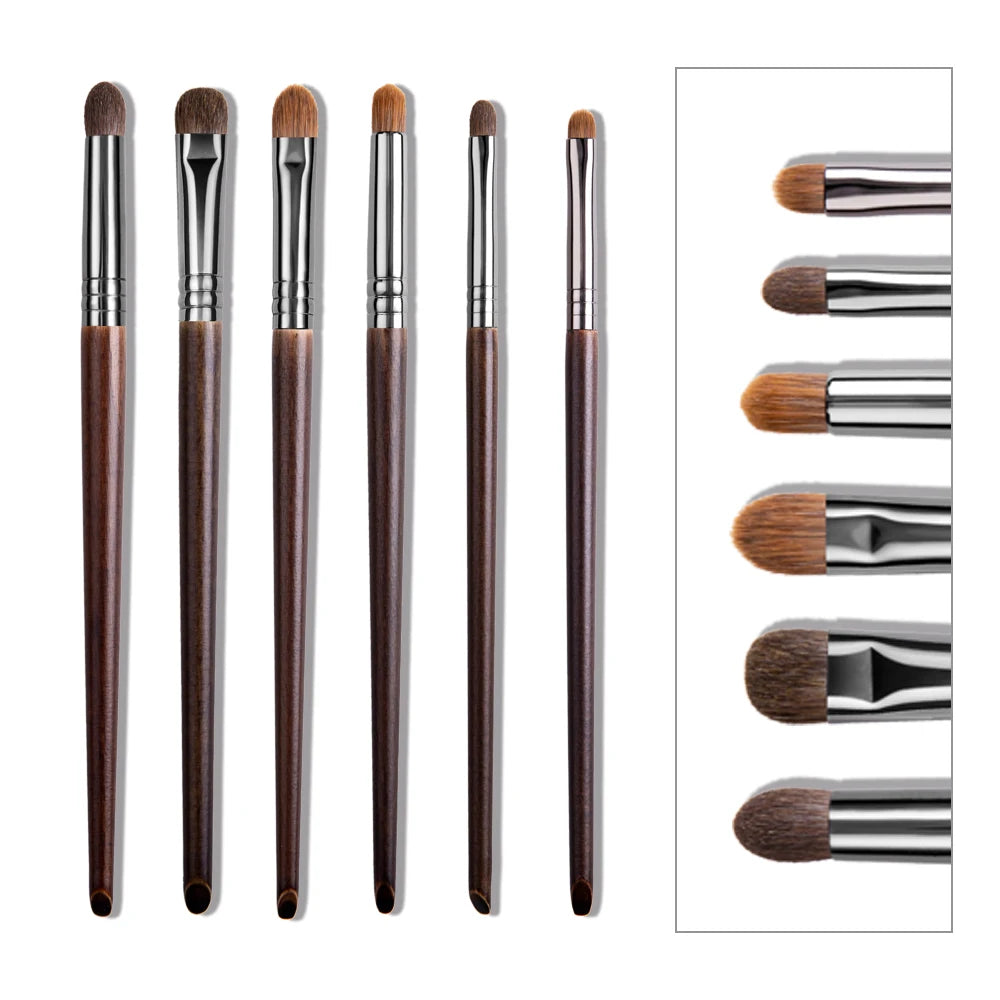 OVW Cosmetic 2/6 pcs Makeup Eye Shadow Brush Set Goat Hair Tool Ultra Soft Make Up Tapered Blender Diffuse Kit Cut Crease Brush