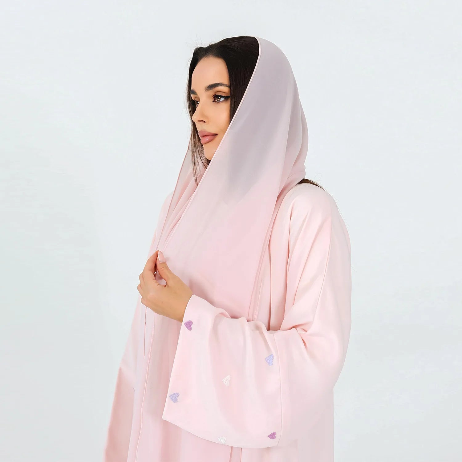 Elegant Modest Soft Color Abaya with Matching Hijab for Women Lightweight Flowing Muslim Maxi Dress