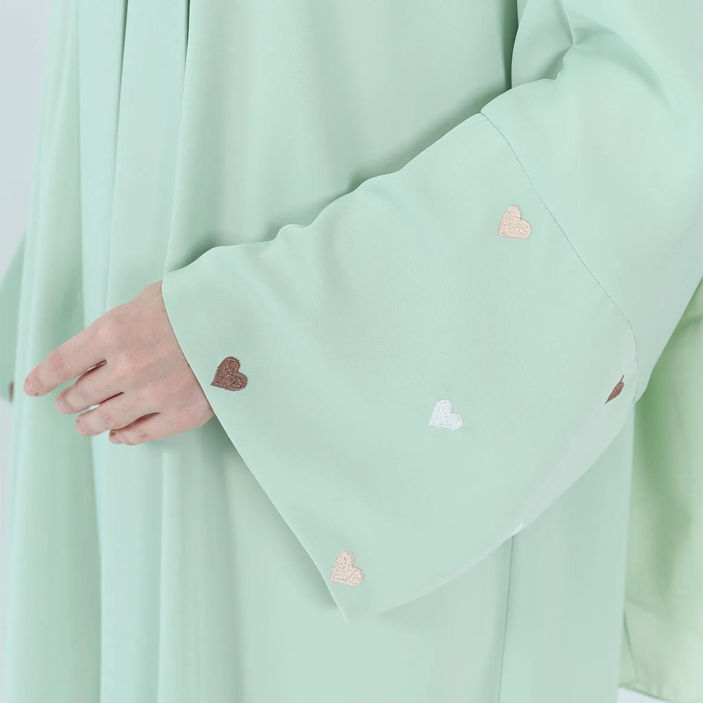 Elegant Modest Soft Color Abaya with Matching Hijab for Women Lightweight Flowing Muslim Maxi Dress