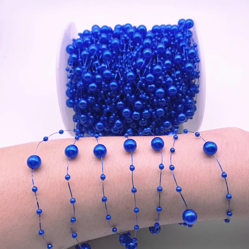NEW 5yards Fishing Line Artificial Pearls Flower Beads Chain Garland Flowers Wedding Party Decoration Diy