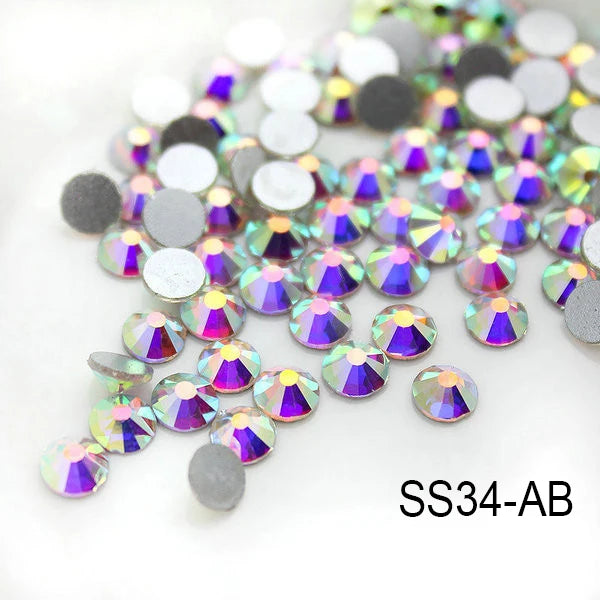 1440Pcs/Pack Flatback 3D Glass Swarovsky DIY Nails Rhinestones Art Decoration Shiny Crystal Stones Gems Manicure