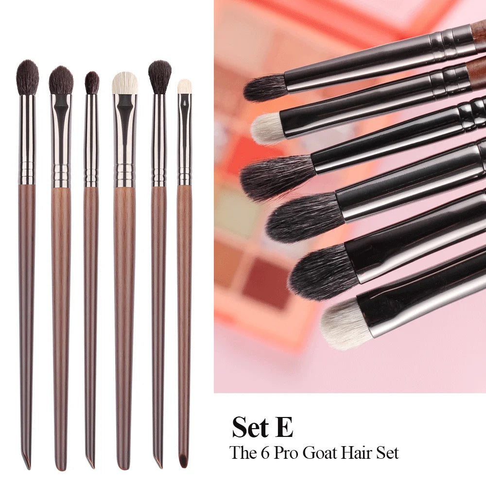 OVW Cosmetic 2/6 pcs Makeup Eye Shadow Brush Set Goat Hair Tool Ultra Soft Make Up Tapered Blender Diffuse Kit Cut Crease Brush