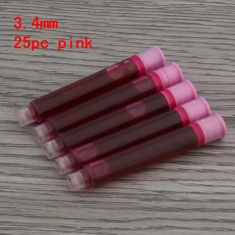 25pcs Universal Fountain Pen Ink Cartridges Pen ink Refill Color 2.6mm 3.4mm  Stationery Office School Supplies