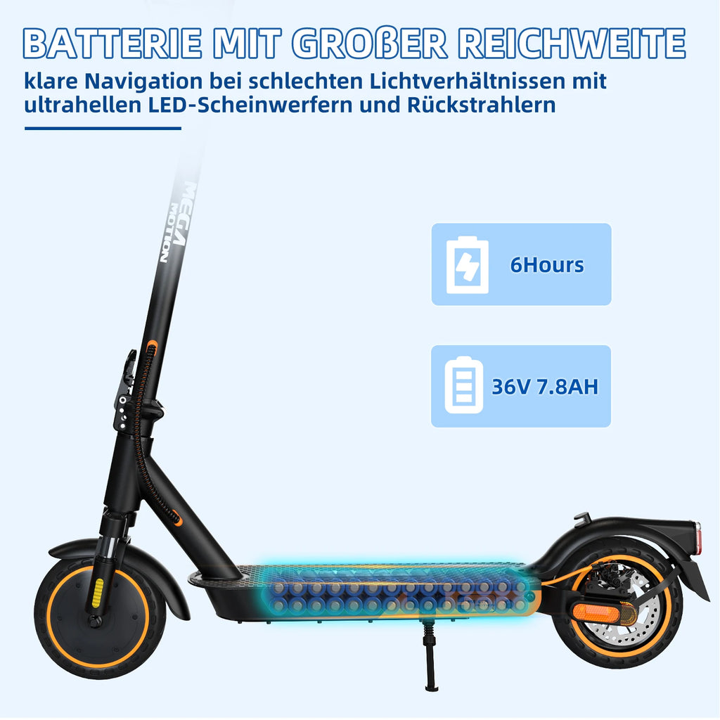Mega Motion EV85F ABE App-Controlled Electric Scooter 8.5-Inch Foldable Unisex E-Scooter High Two-Wheel Portable Mobility CE