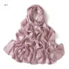 New High Quality Solid Color Soft Breathable Wide Stripe Hollow Satin Silk Scarf Muslim Women Shimmer Plain Head Scarf Hijab
