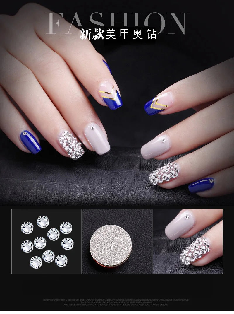 1440Pcs/Pack Flatback 3D Glass Swarovsky DIY Nails Rhinestones Art Decoration Shiny Crystal Stones Gems Manicure