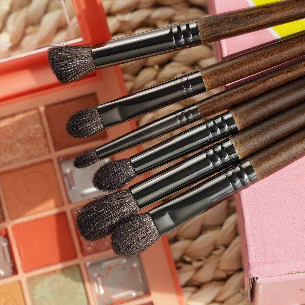 OVW Cosmetic 2/6 pcs Makeup Eye Shadow Brush Set Goat Hair Tool Ultra Soft Make Up Tapered Blender Diffuse Kit Cut Crease Brush