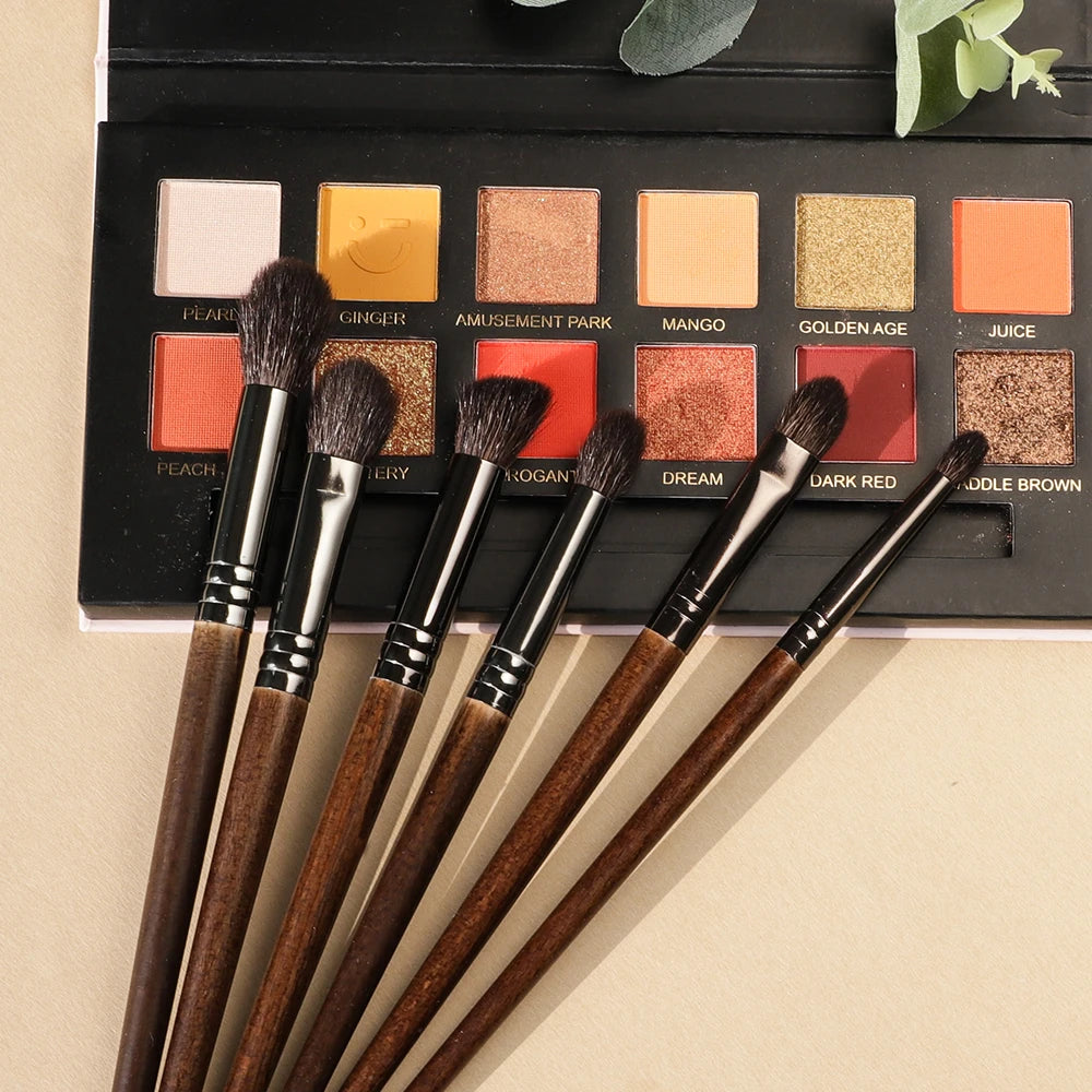 OVW Cosmetic 2/6 pcs Makeup Eye Shadow Brush Set Goat Hair Tool Ultra Soft Make Up Tapered Blender Diffuse Kit Cut Crease Brush