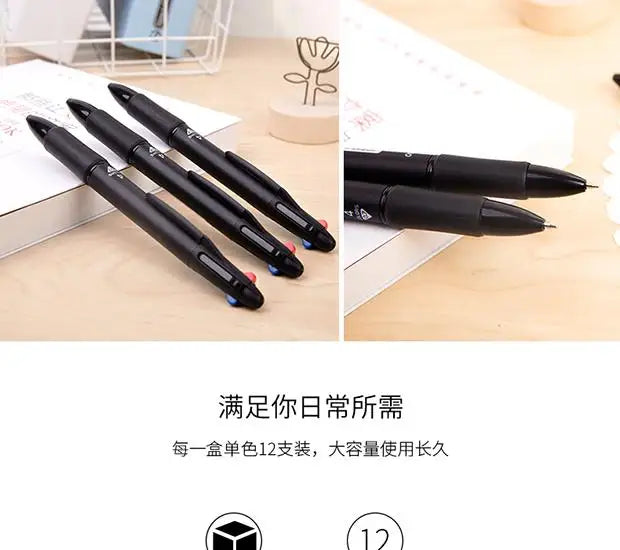 DELI 4 In 1 Ballpoint Pen 0.7 mm Color Ball Pens Blue Black Red Green Writing Pen School Office Stationery