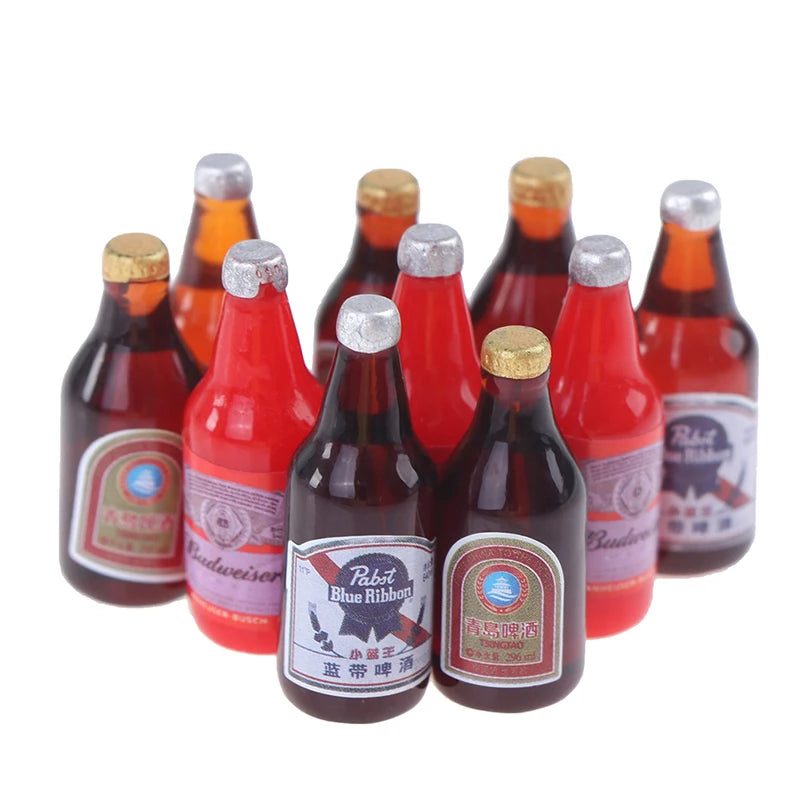 1 Set 1/12 Miniature Wine Bottles Dollhouse Kitchen Accessories - Mini Dolls House Living Room Accessories Beer Drink Bottles
