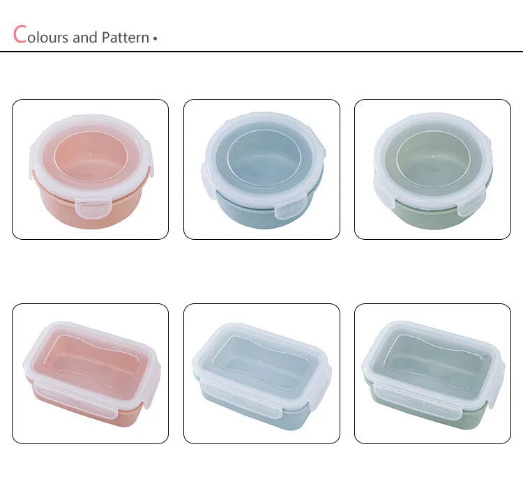 Plastic Lunch Box Bento Box Vegetables Fruit Salad Fresh-Keeping Bowl with Lid Seal Leak Proof Camping Picnic Food Storage Box