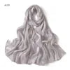 New High Quality Solid Color Soft Breathable Wide Stripe Hollow Satin Silk Scarf Muslim Women Shimmer Plain Head Scarf Hijab